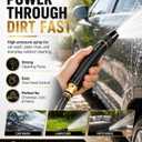 Home High Pressure Car Wash Water Gun Washing Cannon Connector Set Direct Spray Power Jet Water with Three Spray Modes Multi Function Watering Sprayer Cleaning Yard Pets Car Booster Nozzle