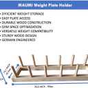 MAUMI Wooden Weight Plate Rack Olympic Weight Plate Holder & Storage Stand Bumper Plate Organizer Horizontal Weight Tree for Home Gym Weight Plate Storage Rack