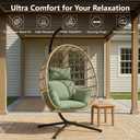 Outdoor Egg Chair Cushion with 8 Securing Straps, Water-Repellent & Fade-Resistant, Removable Cover, Replacement Cushion for Most Single Hanging Swing Egg Chairs – Sage Green