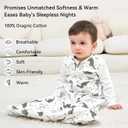 Unnivoll Baby Sleep Sack 12-18 Months 1.0 Tog Baby Wearable Blanket 100% Cotton Sleeping Sack with 2-Way Zipper for Toddler Infant Gray White Dinosaur