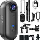 4K Mini Body Camera, Thumb POV Portable Body Cam Sports Action Camera Hands Free Waterproof Recording Wearable Camera Personal Camcorder Helmet Mounted Sports for Cycling, Motorcycle Vlogging (Black)