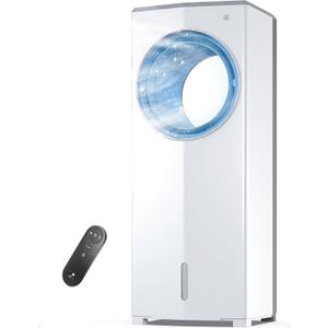 Windowless Portable Air Conditioner, Small Evaporative Air Cooler for Room No Window, 3-Speed Settings, 4 Modes, 7H Timer, Remote Control, 4 Ice Packs, Quiet AC Unit for Bedroom, Snow