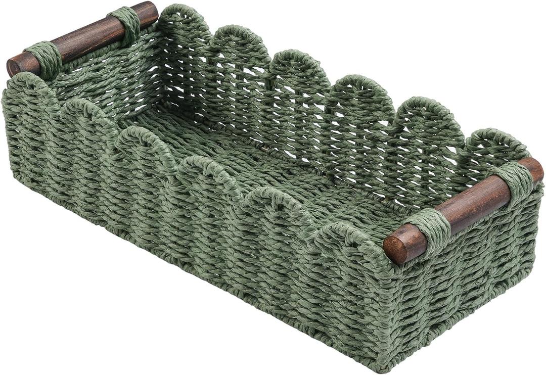 Toilet Paper Storage Basket Bathroom Counter Organizer Wicker Baskets for Organizing Cute Basket for Apartment Bedroom Nursery Room Kitchen Bathroom Decor-Green