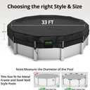 QH.HOME 550D 33 Ft Round Winter Pool Cover Tear Resistant Heavy Duty Fabric