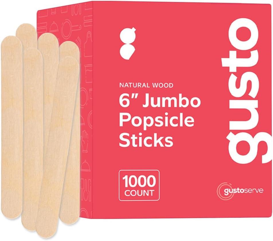 Comfy Package [1000 Count] Jumbo 6 Inch Wooden Multi-Purpose Popsicle Sticks, Craft Sticks for ICES, Ice Cream, Waxing, Tongue Depressor Wood Sticks (Natural)