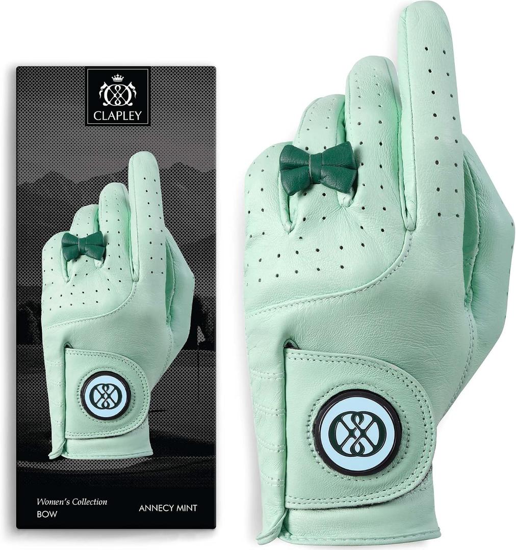 CLAPLEY Women’s Golf Glove – Premium Cabretta Leather with Magnetic Ball Marker, Breathable Design, Good Elasticity, Precious Gift for Golfers, Super Soft Feel, Right Hand, Medium 