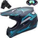 Motocross Helmet Fashion Youth Dirt Bike Helmet Unisex-Adult ATV Off-Road Mountain Bike Motorcycle Red Helmet DOT Approved (Medium, BLUE)