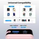 Mini Portable Charger, Smallest Power Bank 22.5W 10000mAh with Dual 22.5W Outputs, LED Digital Display, PD Fast Charging for iPhone 17 16 15 14 Pro Samsung(Black) (Pink)