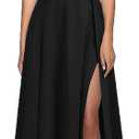 MUSHARE Women's Halter Neck Sexy Split Cocktail Party Maxi Long Formal Dress (XX-Large, Black)