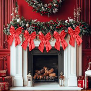 Valentines Day Decorations, 6 FT Large Red Valentine's Day Bow Garland Pre-Strung Party Garland Banner for Wedding Coquette Birthday Baby Shower Bridal Shower Bachelorette Party Supplies