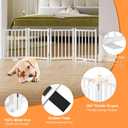 Snughome Short Dog Gate Indoor, 16" High Freestanding Small Dog Door Gates with Support Feet, Expands Up to 48’’ Wide Foldable Pet Gate for Doorway, 4 Panel Folding Pet Door Pet Fence for Puppy, White