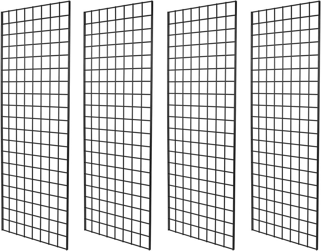 Heavy Duty Grid Wall Commercial Grade Gridwall Panels  Grid Panel for Any Retail Display Wall Grid 2' Width x 5' Height, Black (Pack of 4)