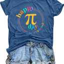 Happy Pi Day Shirt Women Pi 3.14 T Shirt Funny Math Teacher Shirts Be Irrational Tee Casual Short Sleeve Tops (XXL)