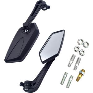 Diamall 2 PCS Motorcycle Rear View Mirrors, 360-degree Adjustable Wide Angle Rear View Mirror, Handle Rearview Mirror Modification, Universal for Motorcycle Dirt Bike Scooters (Black)