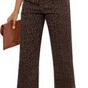 GRAPENT Women's Flare Jeans High Waisted Wide Leg Baggy Jean for Women Stretch Denim Pants (Brown, XL)