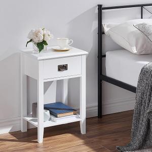VECELO Nightstands Set of 2 End/Side Tables for Living Room Bedroom Bedside, Vintage Accent Furniture Small Space, Solid Wood Legs, One Drawer (11.8"D x 15.7"W x 23.6"H) 