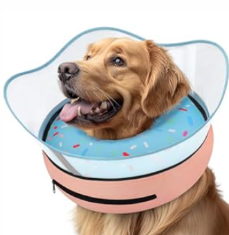 Supet Raised Inflatable Dog Cone Collar to Stop Licking, Soft Dog Cone Alternative After Surgery, Doggie Neck Donut Collar for Small Medium Large Dogs
