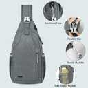 Voova Crossbody Sling Backpack Sling Bag for Men Women, Travel Hiking Chest Bag Daypack, Small over the Shoulder Backpack, Gray