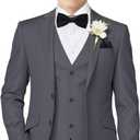 Boys Suit 3 Piece Tuxedo Suits for Boys Wedding Easter Outfits Kids Formal Suit Dress Jacket Vest Pants Bowtie Set (12, Grey)