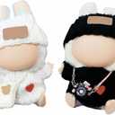 Clothes Outfits for 17cm Doll 6 Piece Set Crochet Hat Sweater Backpack Camera Cute Clothes Accessories Suit No Doll (White,Black)