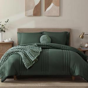Monbix Oversized Queen Size Comforter Set - 7 Pieces Bed in a Bag, Deep Forest Bedding Sets with Comforter, All Seasons Comforter Bed Set with Sheets, Pillowcases & Shams