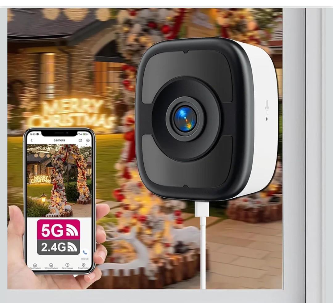 5MP 3K Window Camera, 2.4G & 5G WiFi Indoor Cameras for Home Security with Color Night Vision, Window Security Cam with Smart Human/Motion Detection, 2-Way Audio, 24/7 Recording, Easy & Quick Install