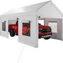 Garvee 10x20 Carport Canopy, Heavy Duty Car Port with Waterproof Tarp, Roll-Up Windows & Doors, Outdoor Portable Garage with Removable Sidewalls, for Car, Boat, Truck, Motorcycle, White