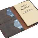 Leather Journal Cover for Field Notes Moleskine pocket Cahier Handmade for 3.5" x 5.5" Notebooks/passport holder (Crunch Brown)