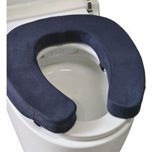 Toilet Seat Cushion Toilet Seat Riser with 2-inch High-Density Foam Velour Fabric-Suitable for Standard,Elongated Toilets Bedside Commode(Navy Blue)