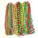 100 Pcs with 6 Styles Christmas Party Beads Necklaces Red Green Gold Silver Snowflake Santa Jingle Bell Holiday Beads Necklaces Christmas Tree Party Decorations