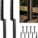 Fence Post Repair Anchor, Heavy Duty Steel Thickened Fence Post Repair Kit, Ground Stakes Quick Fix Tilted/Broken/Leaning 4x4/6x6 Wooden and Metal Posts, Set of 2, Black
