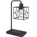 Industrial Table Lamp with 2 USB Charging Ports,3-Way Dimmable Modern Nightstand