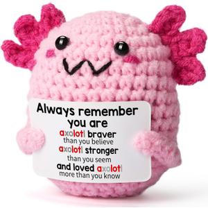 Easter Basket Stuffers for Teen Girls Kids, Handmade Crochet Pink Axolotl, Trendy Tween Girl Gift, Cute Birthday Surprise for Daughter Granddaughter Friend