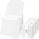 Fixwal 36 Pcs Spandex Stretch Folding Chair Covers - Universal Fitted Washable Slipcovers for Dining, Party, Wedding, Banquet & Thanksgiving Christmas Decoration (White)