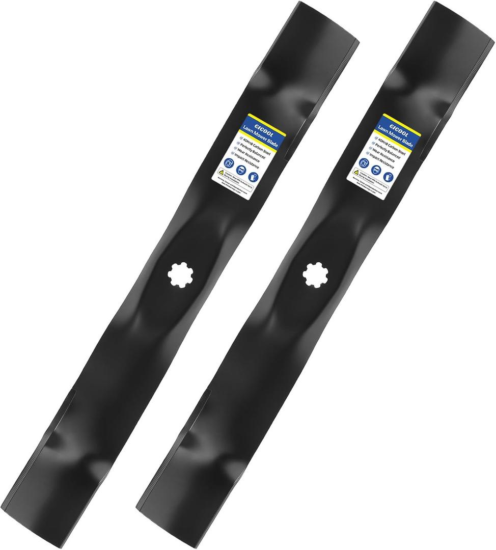 GICOOL GX22151 GY20850 Mower Blades Compatible with John Deere D110, D130, D100, D105, D125, S100, E100, LA105, LA115, LA125 Lawn Tractors, 2-Pack
