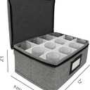 HURZMORO Storage Box for Whisky Glass,12 Whiskey Glasses Holder for Organizer, Fully-Padded Inside with Sturdy Construction, Packing Boxes with Dividers for Moving Whiskey Gift (12 compartments)
