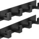 PMMASTO Coat Rack Wall Mount, Coat Hooks Wall Hooks for Hanging, Stainless Steel Coat Hanger Towel Hooks for Bathrooms, Coat Rack Hat Rack (Black 4 Hooks, 2 Pack)