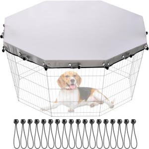 Dog Playpen Cover,Fits 24" Wide 8 Panels Regular Octagon Metal Exercise Pet Pen for Pets Provide Rain Proof Shade and Security for Outdoor and Indoor (Only Cover,Playpen Not Included)