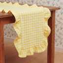 Tegeme Red Gingham Table Runner Plaid, 12x71 in Yellow | Cotton Checkered Plaid with Ruffle Edges, Farmhouse Decor for Dining Table Dinner Parties Cabinets, Machine Washable