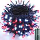 Joomer Battery Christmas Lights, 66ft 200LED Fairy Lights Battery Operated Timer 8 Modes Waterproof for Outdoor Home Garden Party Holiday Christmas Trees Decoration (Red White)