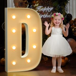 Mixifox 3FT Marquee Letters D, Large Light Up Letters 3 Feet Tall with Lights, Big Baby Letter for Baby Shower, Wedding, Engagement, Graduation, Birthday Party Decorations, Pre-Cut Foam Board Kit