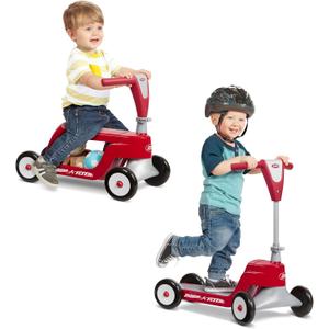 Toddler Scooter or Ride On Baby Toys, Radio Flyer Scoot 2 Scooter, for Ages 1-4, Red Ride On Toys