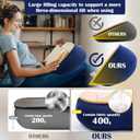 Lap Desk XL Beanbag Book Stand Book Holder for Reading in Bed Hands Free Reading Pillow,Laptop Desk Tablet 400g Weight for Enhanced Stability Gift for Book Lovers (Blue, Large)