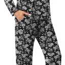 SHIJIALI Women's Pajama Sets 2 Piece Ladies Long Sleeve Lounge Outfits Long Pant Pjs With Pockets XL