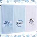 3 Pcs Winter Hand Towels for Bathroom Winter Blue Snowflake Hand Towels Snowman Embroidered 100% Cotton Soft Absorbent Decor for Holiday Kitchen, 13.8 x 29.5'