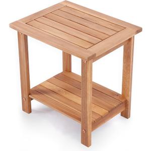 VICTORY RELAX Double Adirondack Side Table, Weather-Resistant Rectangular End Table for Patio, Garden, Lawn, and Living Room. Ideal as a Stylish Indoor and Outdoor Side Table Companion, Natural