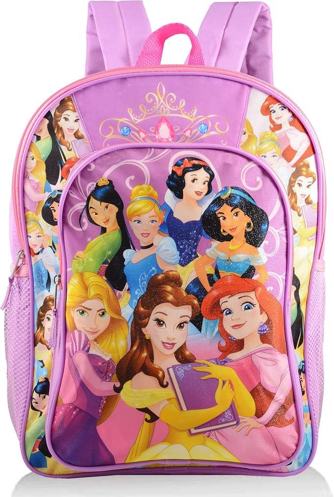 Disney Princess Backpack for Girls Kids Toddlers ~ Deluxe 16" Princess School Bag Featuing Ariel, Cinderella, Rapunzel, and More (Disney Princess School Supplies), Disney Princess Backpack