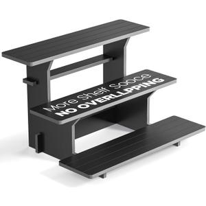 3 Tier Black Display Shelves for Vendors, Cupcake, Soap, Candles, Glasses, Jars, Store Product Retail Display Stands for Vendor Events, Crafts Shows, Jewellery Farmers Market Stand (straight)