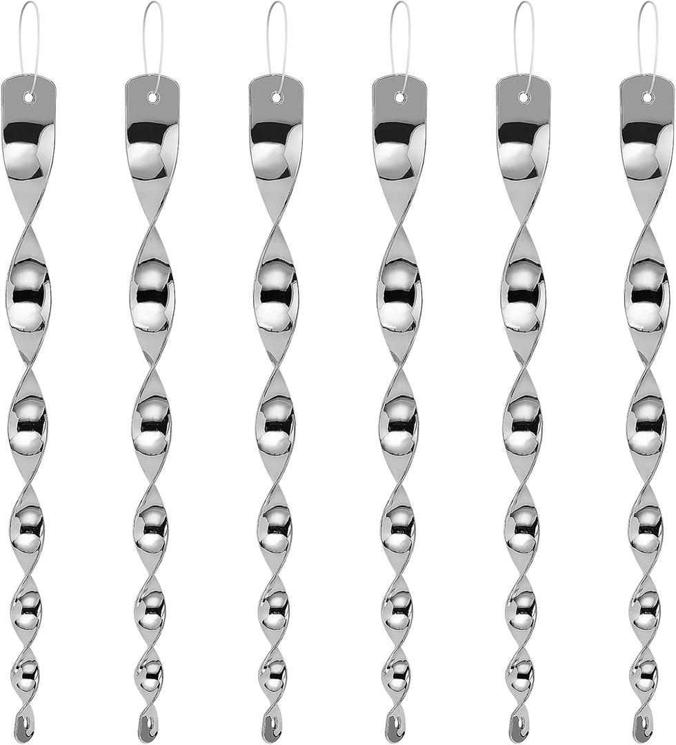 Besmon Woodpecker Bird Scare Devices，Reflective Scare Rods Control Device to Keep Birds Away from Patio Pool（Christmas Reflective Strip Hanging Home as Decoration） (6PCS)