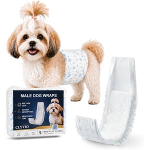 Dog Diapers Male Small, Disposable Wraps Belly Bands, 12-19", 50 Ct | 6-layer absorbent core wetness color indicator soft breathable fit leak-resistant for marking, training & senior care